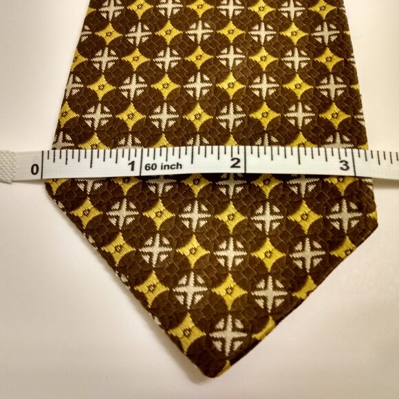 Vintage Men's NeckTie Bon Vivant Omega 60s 70s Retro Neck Tie Brown Yellow - Picture 6 of 7